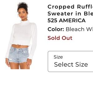 Cropped Ruffle Mock Neck Sweater in Bleach White
525 AMERICA